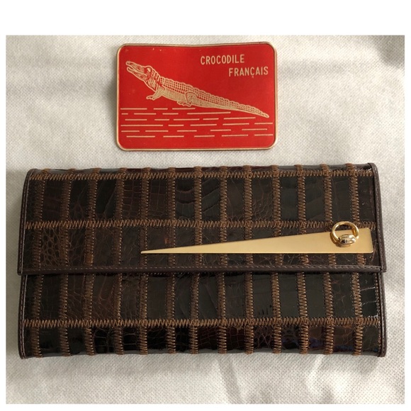 Made in Italy Vintage brown croc wallet - Picture 3 of 11
